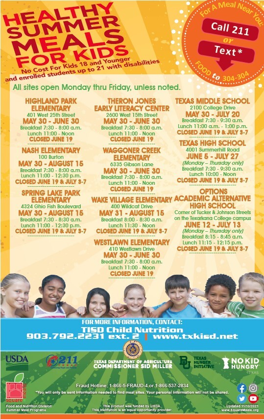 Summer Meal Programs Locater Flyer. All information form this flyer is listed above.