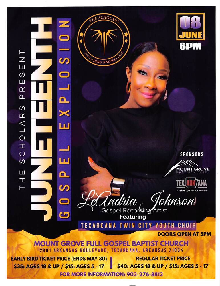 The Scholars Presents Juneteenth Gospel Explosion flyer. All information on this flyer is listed above.