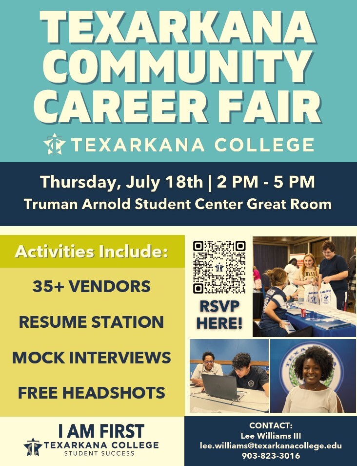 Texarkana Community Career Fair Flyer. All information on this flyer is listed above.